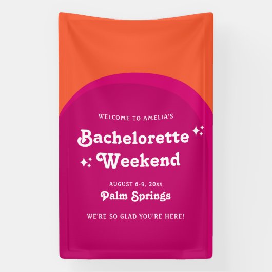 Banderoles Week-end de Bachelorette Rétro Rose & Orange Sunse (Verticale)