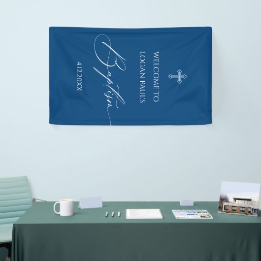 Banderoles WELCOME BAPTISM banner custom BLUE (Salon professionnel)