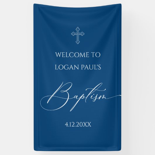 Banderoles WELCOME BAPTISM banner custom BLUE (Vertical)