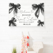 Banderoles Welcome Black Bow Coquette Script Sweet 16  (Insitu)