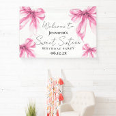 Banderoles Welcome Blush Pink Bow Coquette Script Sweet 16 (Insitu)