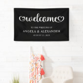 Banderoles Welcome Cute Hearts Script Wedding (En situation)