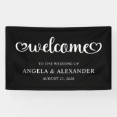 Banderoles Welcome Cute Hearts Script Wedding (Horizontal)
