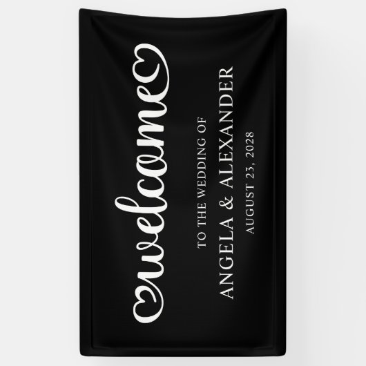Banderoles Welcome Cute Hearts Script Wedding (Vertical)