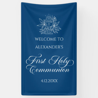 Banderoles WELCOME FIRST COMMUNION banner custom Blue
