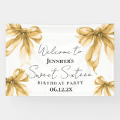 Banderoles Welcome Gold Bow Coquette Script Sweet 16  (Horizontal)