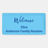 Banderoles Welcome Light Blue & Dark Blue Nom Famille Réunion (Horizontal)