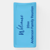 Banderoles Welcome Light Blue & Dark Blue Nom Famille Réunion (Verticale)