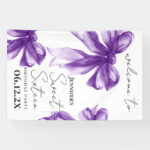 Banderoles Welcome Purple Bow Coquette Script Sweet 16 (Horizontal)
