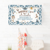 Banderoles Western Boy First Rodeo Blue Banner d'anniversaire (En situation)