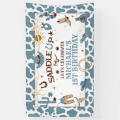 Banderoles Western Boy First Rodeo Blue Banner d'anniversaire (Vertical)