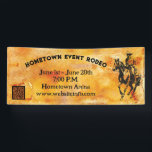 Banderoles Western Rustic Cowboy<br><div class="desc">Bannière extérieure à thème occidental avec cowboy à cheval. Idéal pour les rodéos occidentaux,  les carnavals,  les mariages,  les spectacles de chevaux,  l'équitation et plus encore. Inclut un code QR pour que les gens puissent en savoir plus sur votre événement spécial.</div>