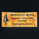 Banderoles Western Rustic Cowboy<br><div class="desc">Une bannière extérieure à thème occidental est ornée d'une bordure en barbe et d'un cowboy à cheval. Vous pouvez customiser la couleur, la couleur de police et les styles de police arrière - plans à votre propre choix personnalisé. Idéal pour les rodéos occidentaux, les carnavals, les mariages, les spectacles de...</div>