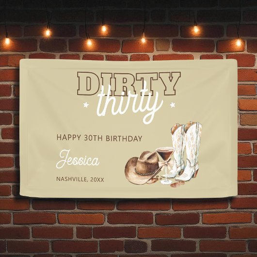 Banderoles Western Rustic Dirty Thirty 30th Birthday Party