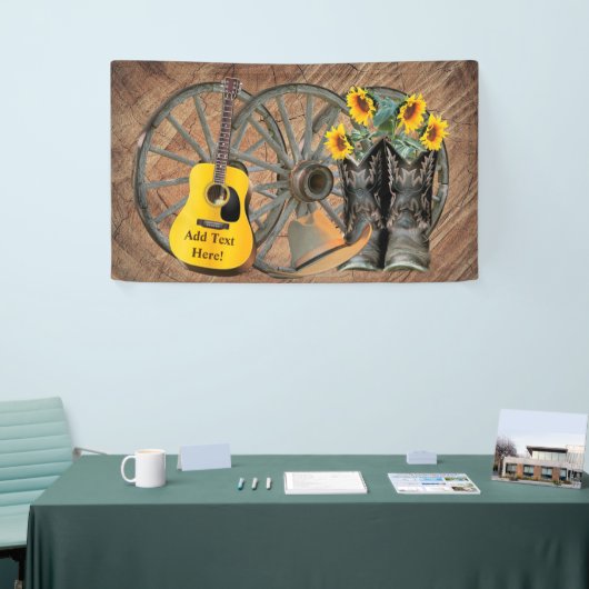 Banderoles Western Wagon Wheel Guitar Cowboy bottes tournesol (Salon professionnel)