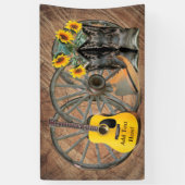 Banderoles Western Wagon Wheel Guitar Cowboy bottes tournesol (Vertical)