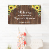 Banderoles Western Welcome Mariage Tournesols vert (En situation)