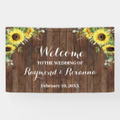 Banderoles Western Welcome Mariage Tournesols vert (Horizontal)