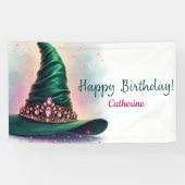 Banderoles Whimsical Crown & Green Witch Casquette Anniversai (Horizontal)