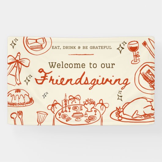 Banderoles Whimsical hand drawn cute friendsgiving banner (Horizontal)