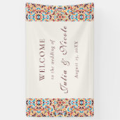 Banderoles Whimsical Luxury ivoire Floral Style Mariage front (Vertical)