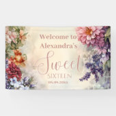Banderoles Whimsical Pastel Fleur sauvage Sweet 16 (Horizontal)
