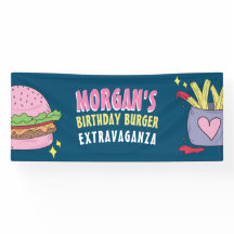 Whimsical Pink Burger et Fries fête d'anniversaire