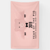 Banderoles Whimsical Pink Pig mignon Nouvel An Chinois 2019 (Vertical)