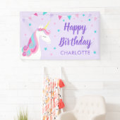 Banderoles Whimsical Rainbow Unicorn Purple Joyeux anniversai (En situation)