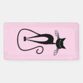Banderoles Whimsical Skinny Chat noir rose (Horizontal)