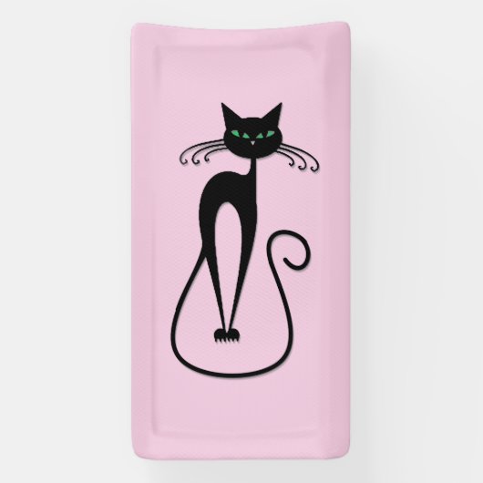 Banderoles Whimsical Skinny Chat noir rose (Verticale)