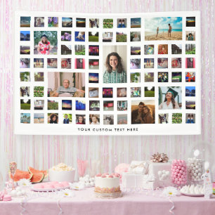 Banderoles White 80 Photo Collage fête d'anniversaire