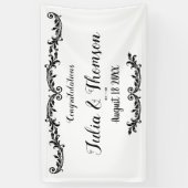 Banderoles White Black Elegant Chic Damask Swirl Événement (Vertical)
