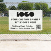Banderoles White Business Logo Company Code QR Outdoor 3'x5' (En situation)
