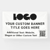 Banderoles White Business Logo Company Code QR Outdoor 3'x5' (Horizontal)