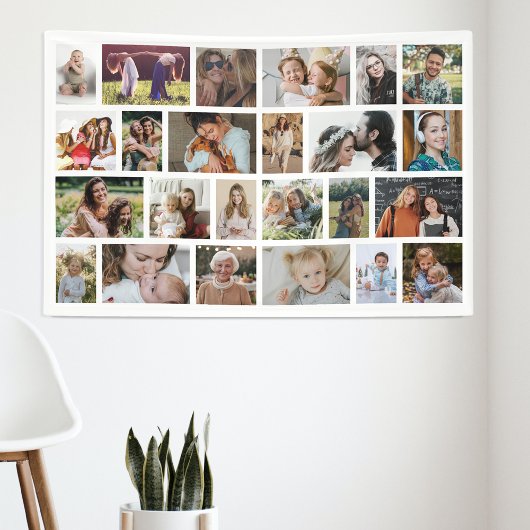 Banderoles White Custom 24 Photo Collage Party