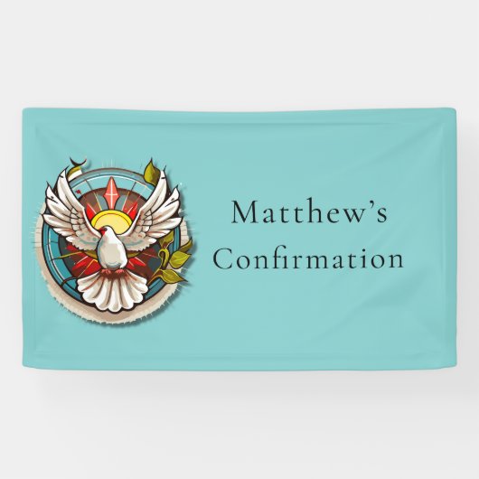 Banderoles White Dove Turquoise Blue Confirmation Célébration (Horizontal)