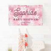 Banderoles White Pink Winter Snowflake Motif Fête fille (En situation)