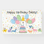 Banderoles White Samoyg fête d'anniversaire (Horizontal)