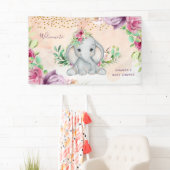 Banderoles Wild One - Baby Elephant and Flowers Banner (En situation)