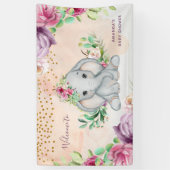 Banderoles Wild One - Baby Elephant and Flowers Banner (Vertical)
