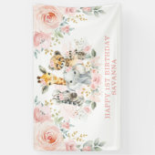 Banderoles Wild One Blush Floral Jungle Anniversaire Fille Fê (Vertical)