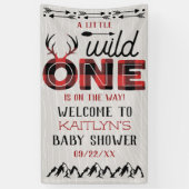 Banderoles Wild One Boys Rustic Plaid Baby shower de bûcheron (Vertical)