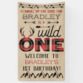 Banderoles Wild One Boys Rustic Plaid Lumberjack 1er annivers (Vertical)