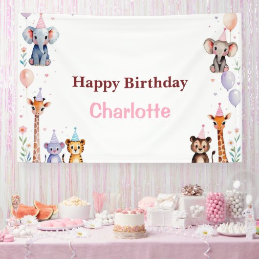 Banderoles Wild One Cute Animals Balloon girls Birthday (Fête)