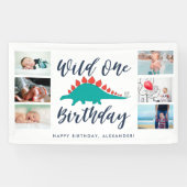 Banderoles Wild One Dinosaur Photo Collage Anniversaire (Horizontal)
