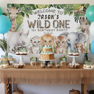 Banderoles Wild One Jungle Safari Animal 1er anniversaire bie