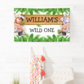 Banderoles Wild One JUNGLE Safari Animaux Anniversaire (En situation)
