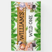 Banderoles Wild One JUNGLE Safari Animaux Anniversaire (Vertical)
