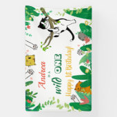 Banderoles Wild One Kitty Chat Kitten 1er Invitation annivers (Verticale)